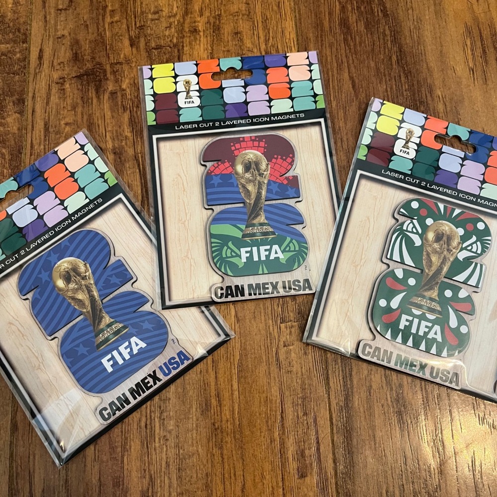 New Official FIFA World Cup 26 Laser Cut 2-Layered Icon Magnets CAN MEX USA Lot